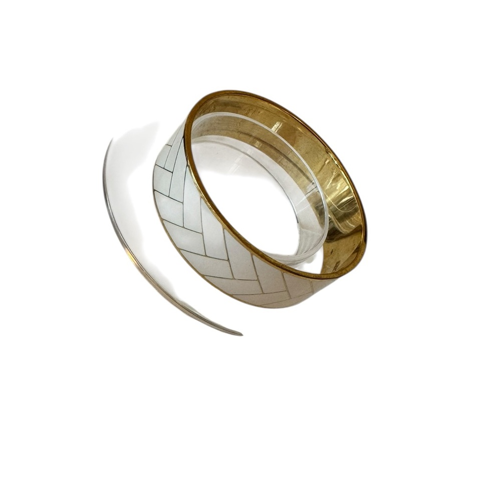 J crew signed‎ creme and rose colored and gold bangle